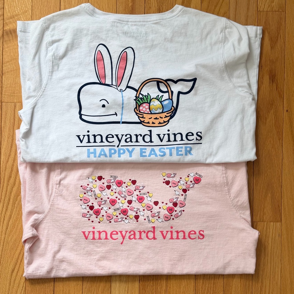 Vineyard Vines Pink and White Cotton T-Shirts